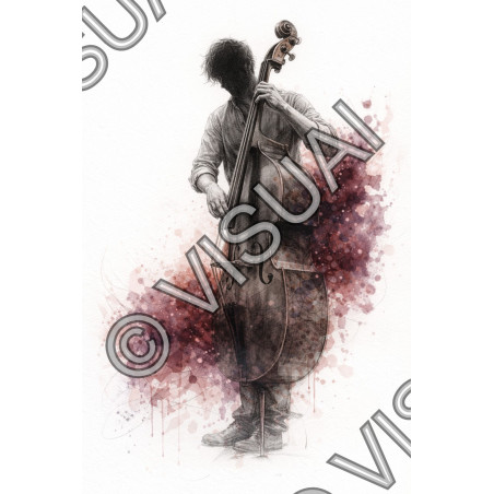 Illustration artistique contrebasse – Profondeur de la contrebasse expressive