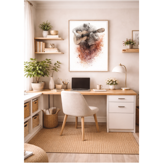 Illustration artistique guitare acoustique – Cordes intimes expressives