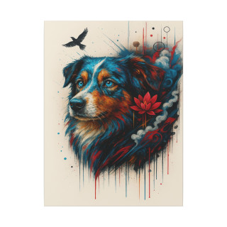 Illustration chien coloré artistique – Poster & toile 30x40 / 40x60