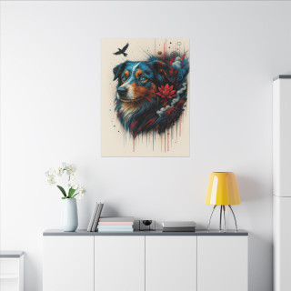 Illustration chien coloré artistique – Poster & toile 30x40 / 40x60