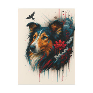 Illustration chien artistique coloré – Poster & toile 30x40 / 40x60
