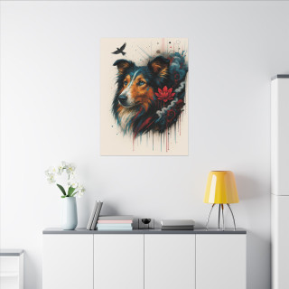 Illustration chien artistique coloré – Poster & toile 30x40 / 40x60