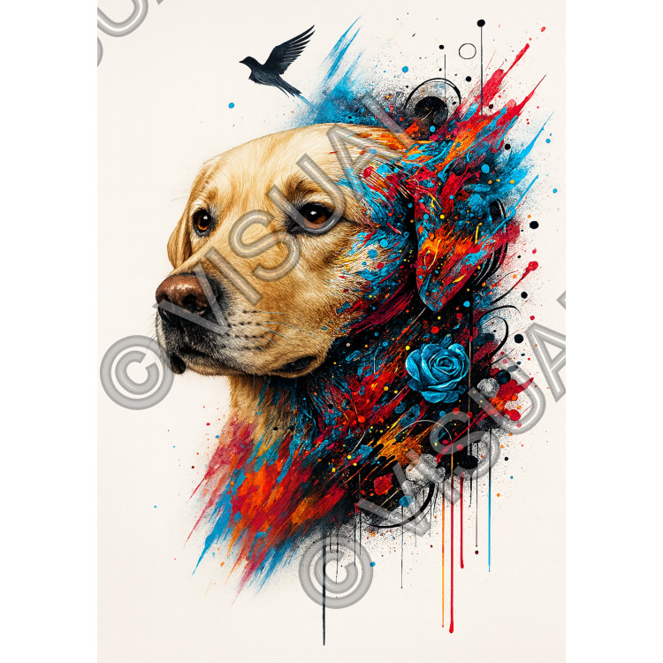 Chien coloré moderne – Poster & toile 30x40 / 40x60 | Art abstrait