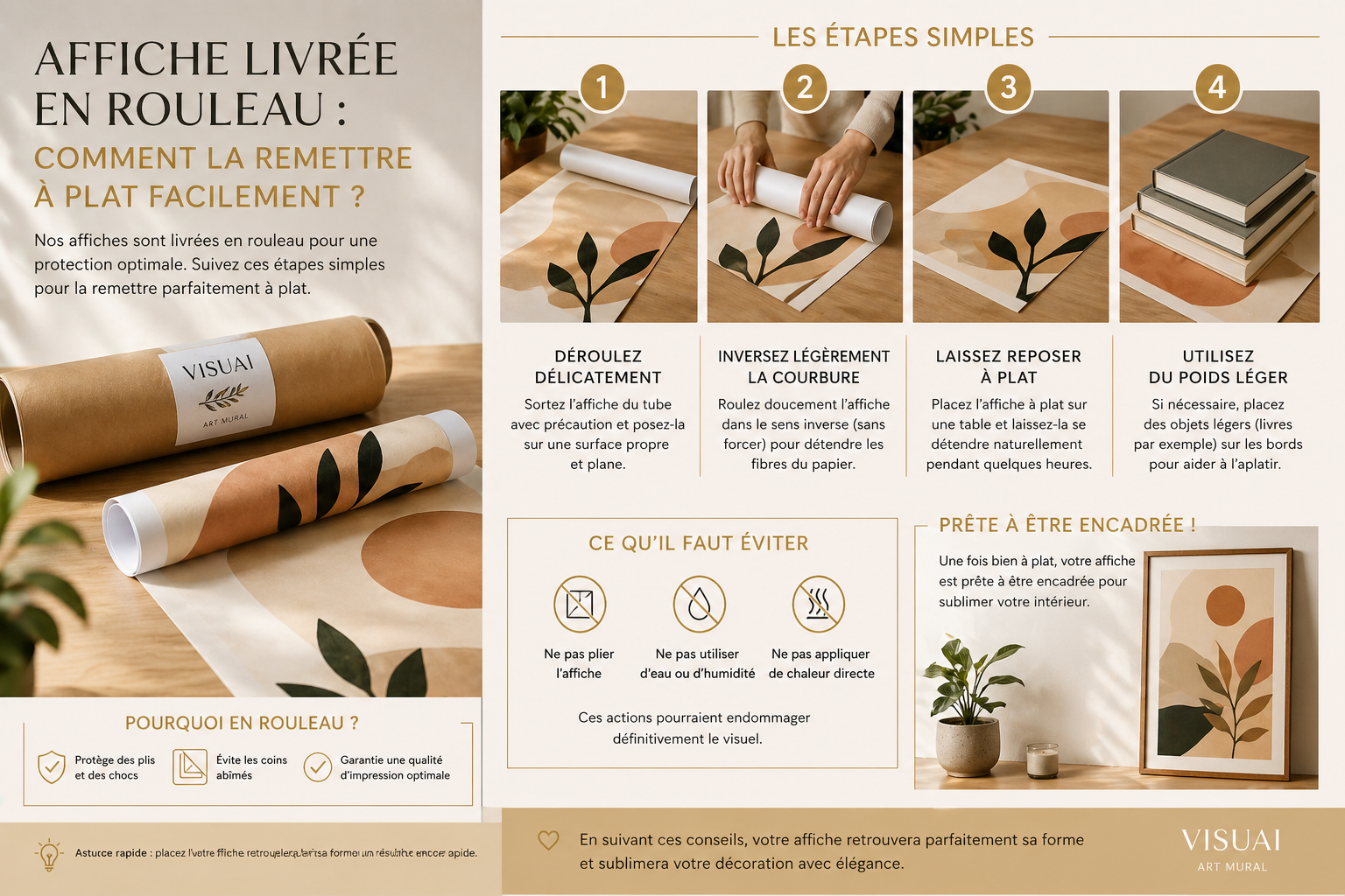 Affiche livrée en rouleau : comment la remettre à plat facilement | VISUAI