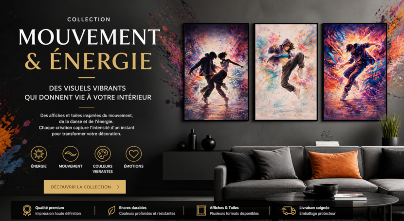 Affiches Mouvement & Énergie : décoration murale dynamique moderne | VISUAI