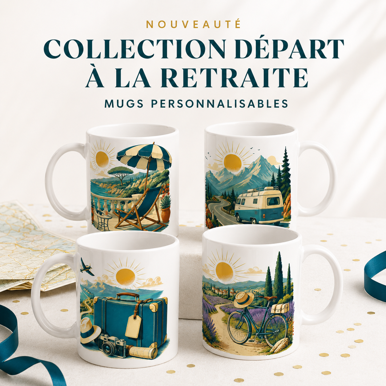 Mugs personnalisés pour un départ à la retraite | VISUAI